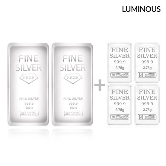 SILVER 999.9 럭키 진공 실버바 100g 더블세트 + 실버바 3.75g 4개