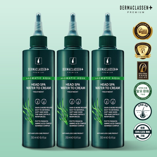 [더마클라센]★초특가★ 헤드스파 워터 투 크림 물미역 트리트먼트 250ml*3