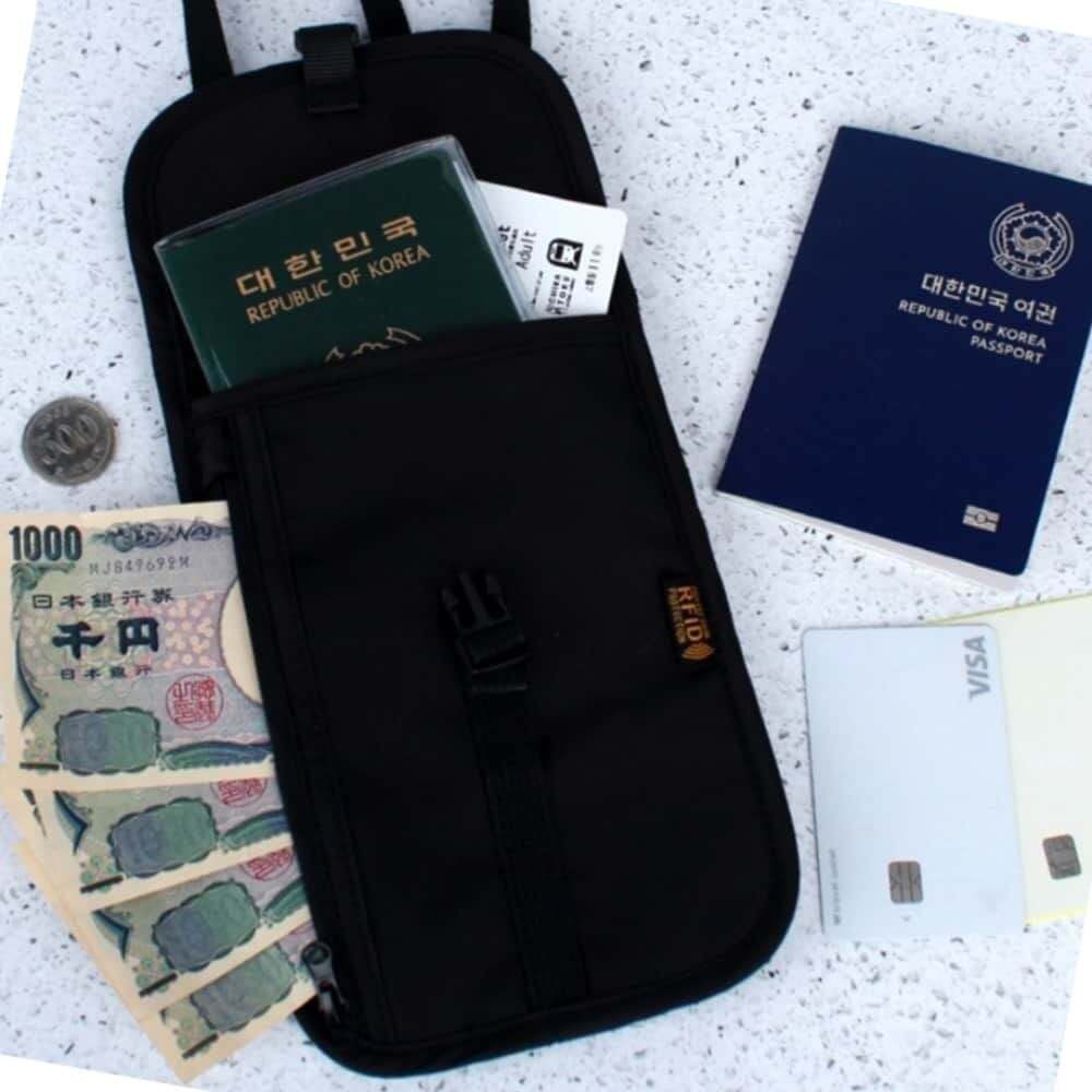 지오벤처스 여행용 크로스백 블랙 정보유출 방지 덮개형 디자인 안전 가방