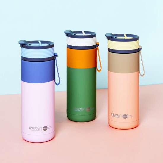 [아소부]아소부 스테인레스 보온보냉 손잡이 빨대 세라믹 텀블러 아스펜 600ml