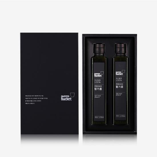 [쿠엔즈버킷]참기름 200ml 1병 + 저온압착 들기름 200ml 1병