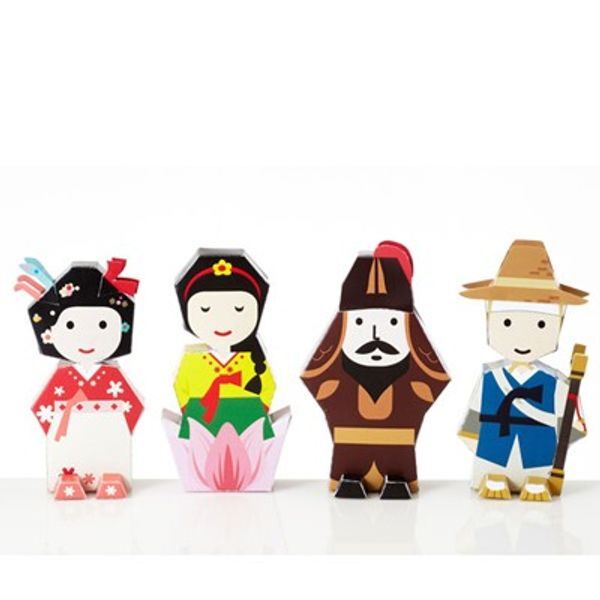 교보문고 너울나비 페이퍼토이 심청이,이순신,황진이,홍길동 set