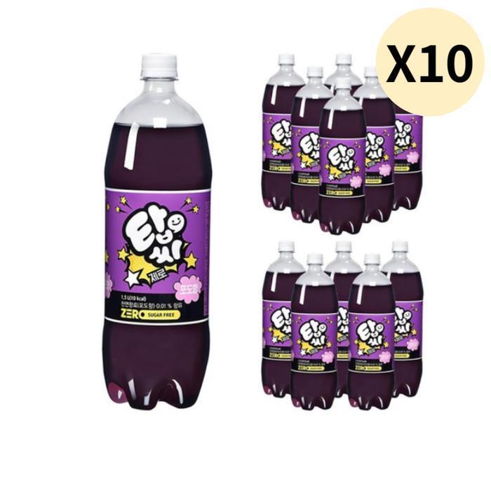 일화초정공장 셀러허브 식품 일화 탑씨 제로 포도 탄산 음료수 1.5L 12pet X 10