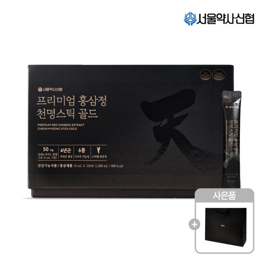 [서울약사신협][대용량] 프리미엄 홍삼정 천명스틱 골드 10ml 100포 +쇼핑백 증정