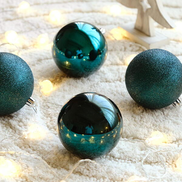 아트박스 아트박스/더플라워마켓 8cm 크리스마스믹스볼 (4개세트) - 딥블루그린