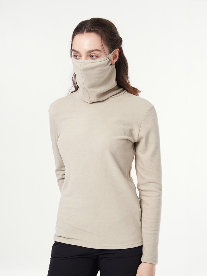 이지바이 [이지바이]투엘라 여성 윈터쉴드 아웃도어 고밀도 기모 일체형 마스크넥 티셔츠(W6WT17)