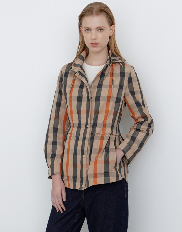 닥스레이디스 [닥스 여성] [24FW] WKJU4DE81I2 가격인하스테디셀러베이지 체크 탈착 후드 캐주얼 하프