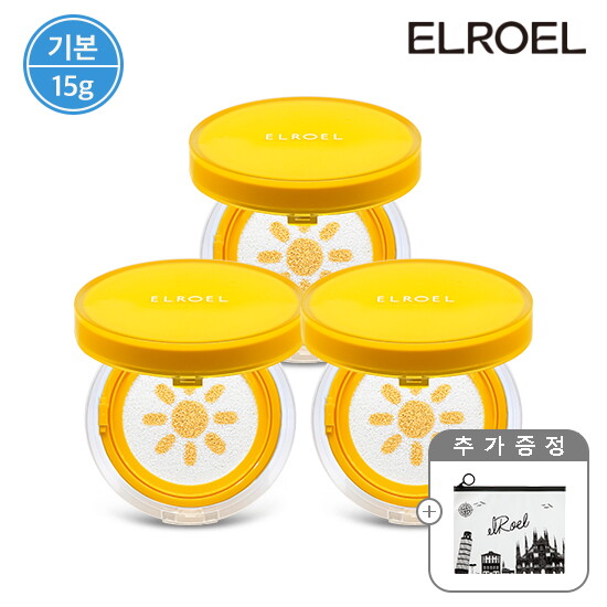 [엘로엘(화장품)][엘로엘] 파데프리 옐로우 선쿠션 본품 15g 3개+투명파우치 증정