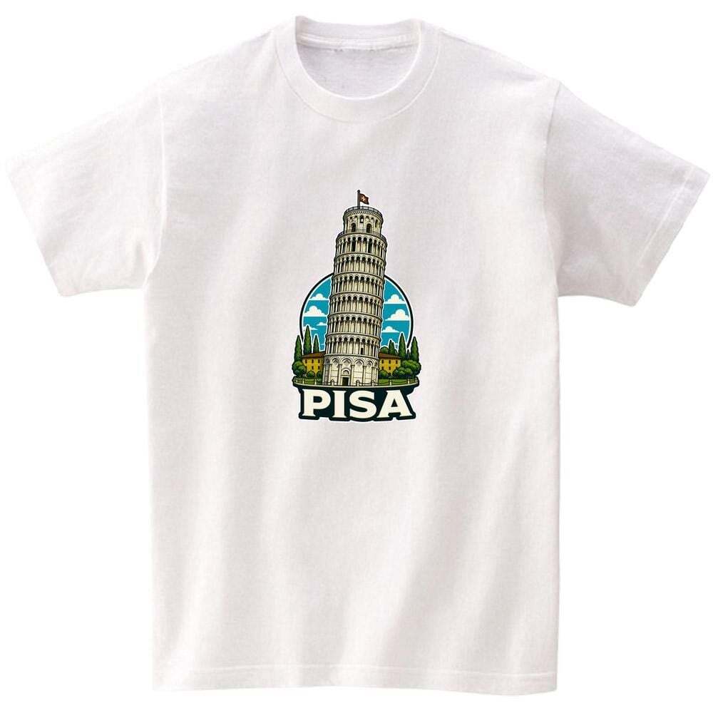 알티피아 반팔티 남녀공용 랜드마크 the Leaning Tower of Pisa 리얼 아트 AI 생성이미지