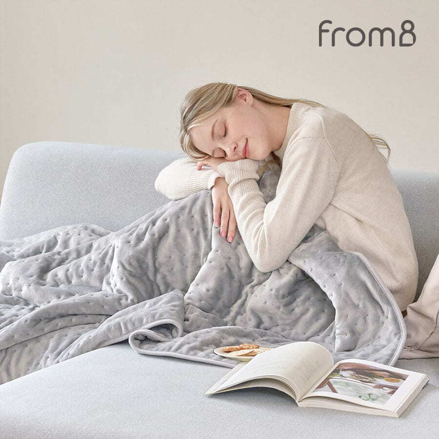 프롬비 프롬비 아뜨 전기담요 FE242 보들보들 세탁기 물세탁 가능한 온도조절 극세사 온열 전기요 캠핑담요 사무실담요 그레이