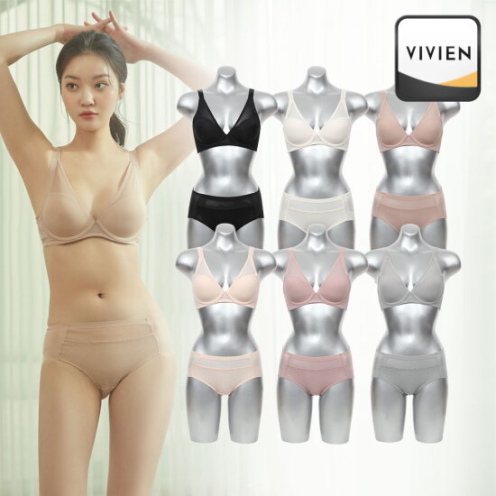 [비비안][비비안] 컴포트 라이크라 노와이어 소프트 보정 브라팬티세트 (6종택1) (홈쇼핑세트)+2단 연장후크 증정