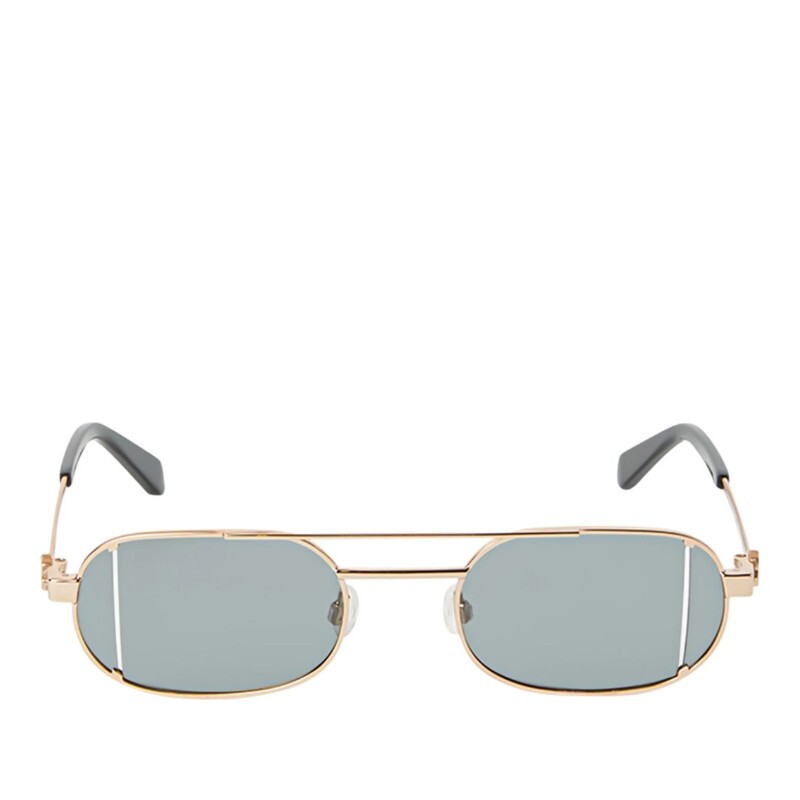 OFF WHITE 오프화이트 오프화이트 오벌 더블 브릿지 메탈 선글라스 OERI14H LYNN 7606 GOLD DARK GREY 55