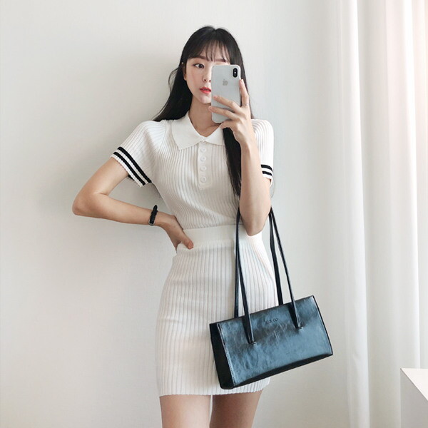 드레스날다 [드레스날다]시선집중 카라니트 미니스커트 투피스세트(set969)