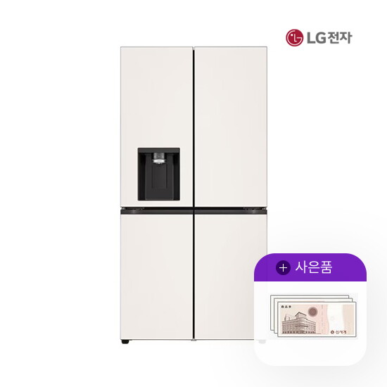 LG전자 [렌탈]LG전자 렌탈 LG 양문형냉장고 엘지오브제 얼음정수기 820L 베이지 W824GBB172S 월127000원 5년약정/60개월 의무사용