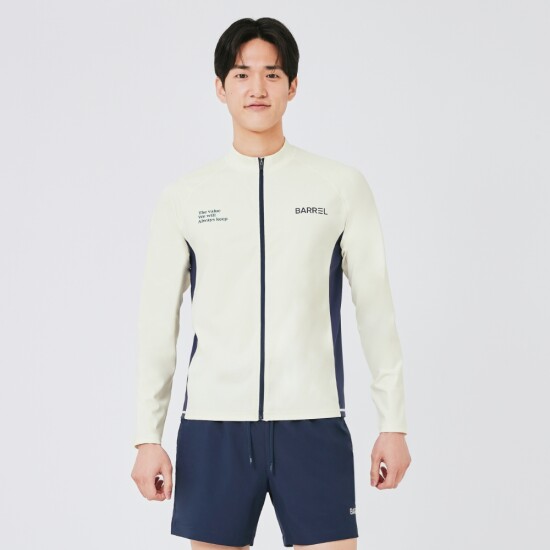 [배럴][배럴] 맨 바이브 릴렉스핏 집업 래쉬가드 아이보리 (B3SMWZR004IVR)