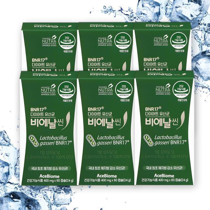 서흥 셀러허브 식품 BNR17 다이어트 유산균 비에날씬 400mg x 60캡슐 6박스 //TB
