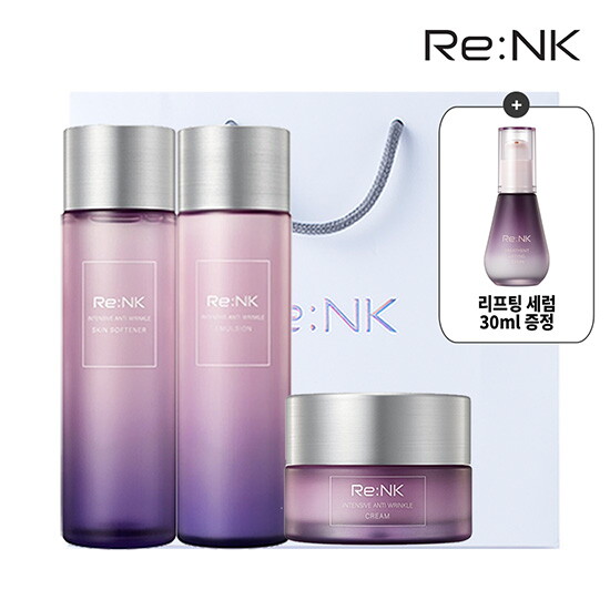[리엔케이][정가189,000원][30ml 세럼증정] 인텐시브 안티링클 3종 기초세트(스킨+에멀젼+크림)