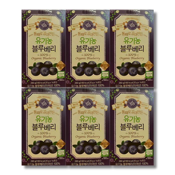 셀러허브 식품 홀베리 통째로 갈아만든 유기농 블루베리 20g x 14포 6박스