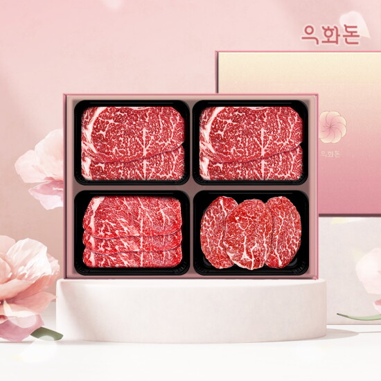 [우화돈](우화돈)(냉장)1++(89)등급 암소한우 선물세트1.2kg(등/등/채/안)