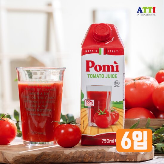 포미 착즙 100% 노지재배 이탈리아산 토마토주스 750ml x 6개