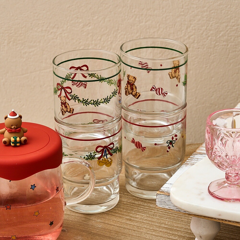 상세참조 모던하우스(아울렛) XMAS 홀리베어 스택 유리컵 4P 245ml_GA9125029--