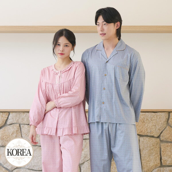 기타 [토토와모모]커플잠옷 파자마 순면 홈웨어 M2064_6064(M클로버)