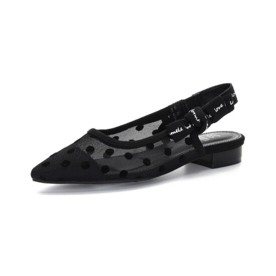 [포멜카멜레][포멜카멜레] 리본 도트 포인트 망사 블랙 슬링백 2CM (FJY1F1SG885Z1)