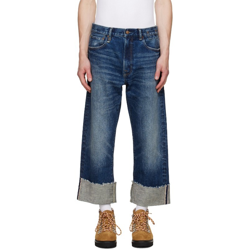 R13 알13 알써틴 블루 커프 엑스보이프렌드 데님 진 R13MD111-D160E CASLON SELVEDGE BLUE