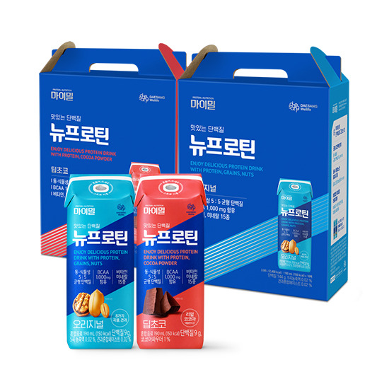 [대상웰라이프][대상웰라이프] 마이밀 마시는 뉴프로틴 딥초코 1박스+오리지널 1박스 (총 32팩)