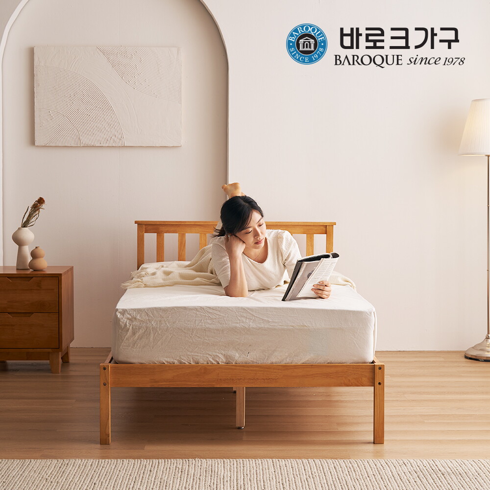바로크가구 바로크가구 에스트 고무나무 원목침대 프레임 SS_매트제외_착불배송_CP