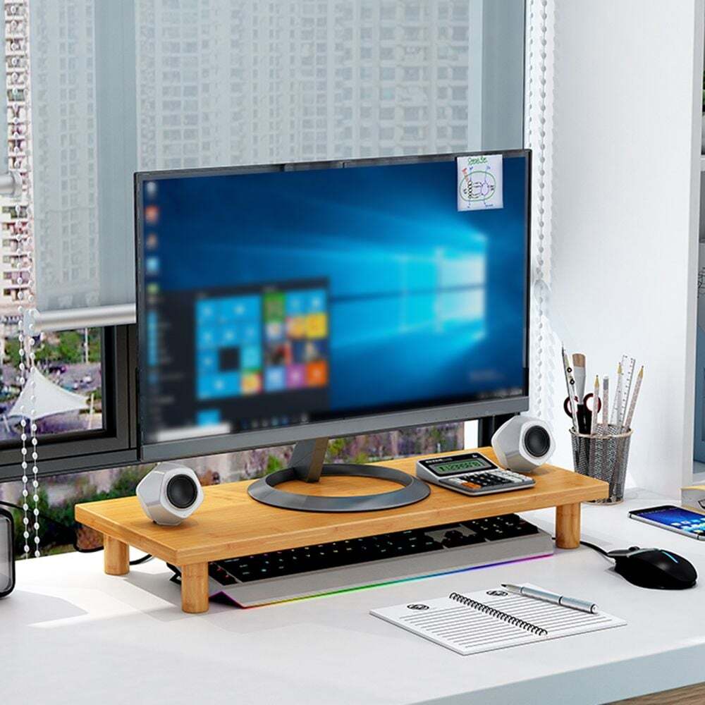 이테 협력업체 지오벤처스 원목 모니터 받침대 선반 사무실 컴퓨터 데스크 셋업