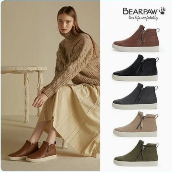 [베어파우](정상가 89000원) DAISY 여성 소가죽 지퍼 앵클부츠 5종택1 3522OC-W 2.5CM