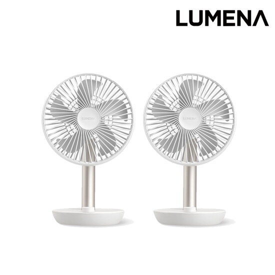 [루메나][롯데단독][1+1] 루메나 탁상용 무선 선풍기 FAN STAND PLUS 더블 구성 (크림화이트)
