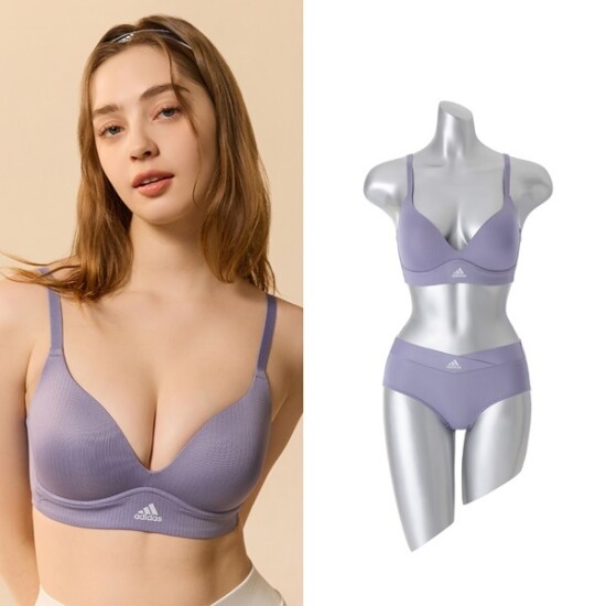 [아디다스 퍼포먼스][최초가 35,900원]  [아디다스] 타공 몰드 노와이어 브라팬티세트 블루