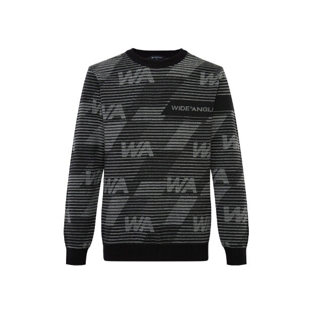 와이드앵글 와이드앵글골프긴팔 KQJ WMU25K31Z1 남성 TO 올오버 레터링 패턴 라운드 스웨터 M (Black)