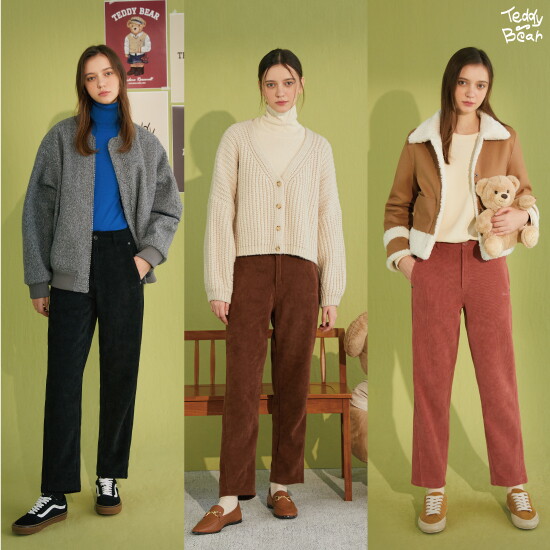 [테디베어]TEDDY BEAR 여성 세미 배럴핏 코듀로이 팬츠 3종 (T14W)