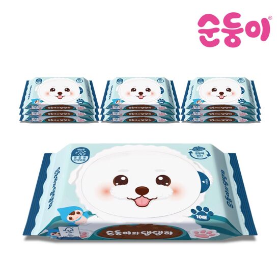 [순둥이]순둥이와 댕댕이 강아지물티슈 휴대 리필 10매 10팩/DG휴10