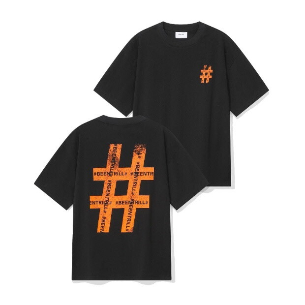 빈트릴 빈트릴반팔티 VQA BA252TS561BK 우먼즈 롤러 페인팅 해시태그 티셔츠 (블랙)