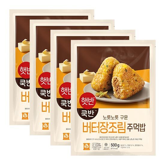 [비비고](CJ제일제당) 햇반 쿡반 구운 주먹밥 버터장조림 500G 4봉