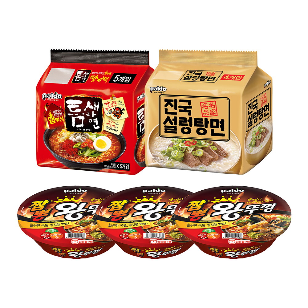 팔도 팔도 팔도 틈새라면(120g x5봉)+진국설렁탕면(100g x4봉)+짬뽕왕뚜껑(3개)