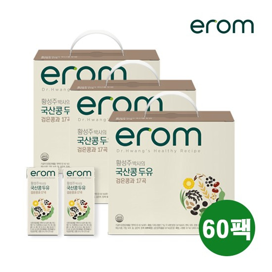 [이롬]이롬 황성주박사의 국산콩 두유 검은콩 17곡 60팩(190ml*20팩*3박스)