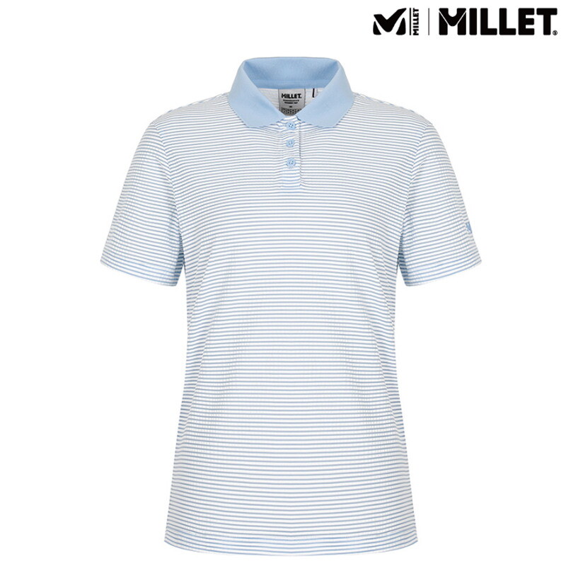 밀레 [밀레]밀레 [ 25SS 할인특가 ] 여성카라티 신축성좋은 스트라이프 쿨 카라티셔츠I_US