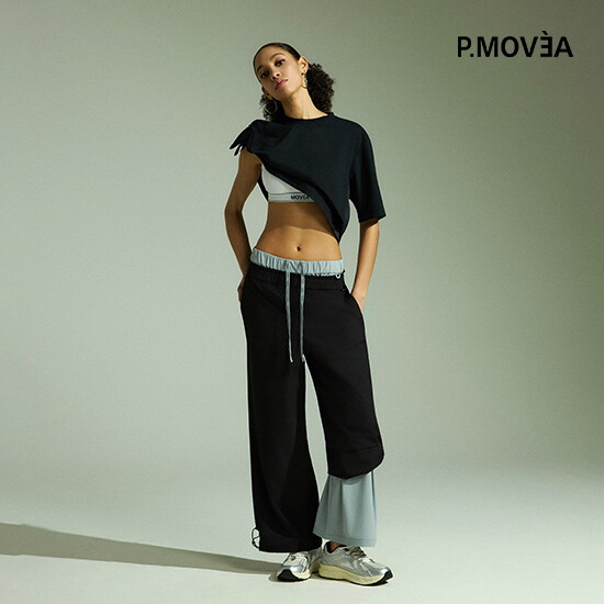[P.MOVƎ̀A](피무베아) 26SS 여성 씬 테크 밴딩 팬츠 2종