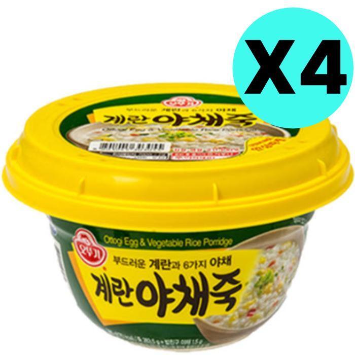셀러허브 식품 오뚜기 부드러운 계란 야채 죽 용기 간편 즉석죽 4개