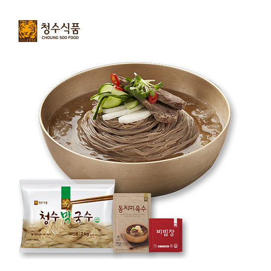 [알뜰총각][알뜰총각] 청수식품 청수 막국수 10인분 세트(막국수2kg+비빔장200g+육수1.8kg)