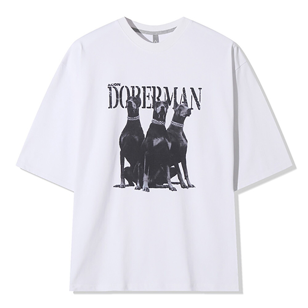 리맨즈/해당없음 리빌모아 [리빌모아]남자 캐주얼 도베르만 라운드 반팔티 AC-TSH-Q067