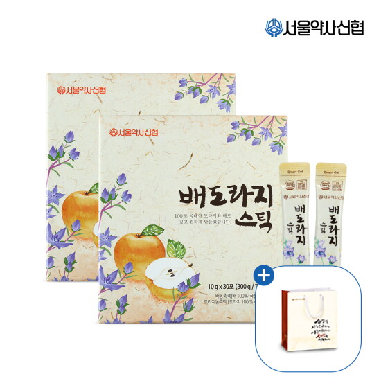 [서울약사신협][국내산 배&도라지] 배도라지 스틱 30포 2세트 (+쇼핑백2장)