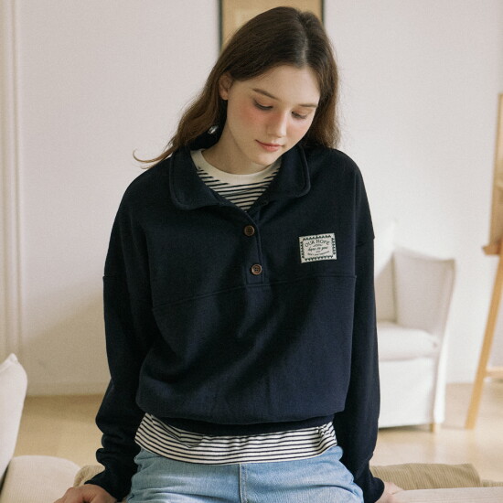 [아워호프]Hope Button-down Sweatshirt - Navy (H24FW2-TS02-NAV)