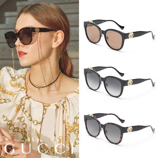 ○[22년 최신상] GUCCI 인터로킹G 선글라스 (GG1028SK) + 골드 메탈 체인