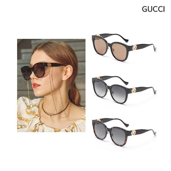 ○[22년 최신상] GUCCI 인터로킹G 선글라스 (GG1028SK) + 골드 메탈 체인